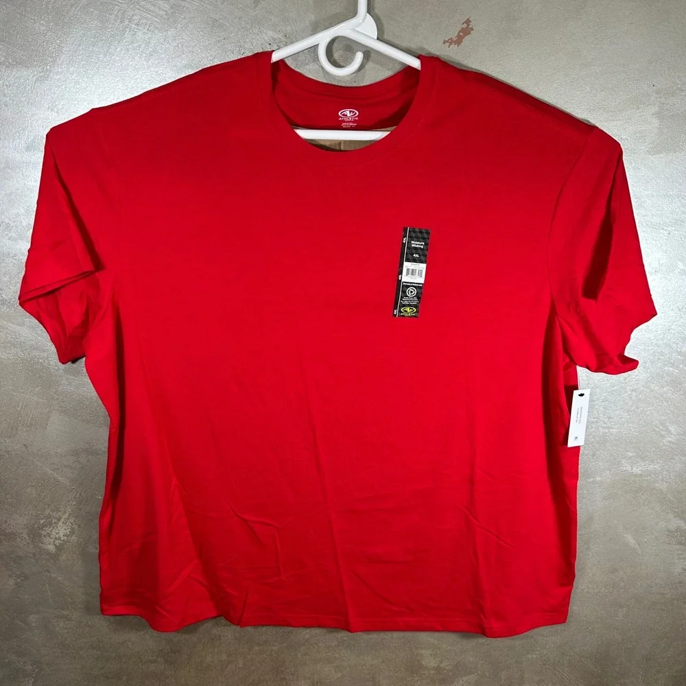 Athletic Works Mens 4XL Red Moisture Wicking Short Sleeve T-Shirt‎ 2 Pack New